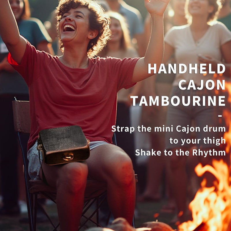 GECKO Tambourine Cajon Drum with Jingles, Wearable Strap, Storage Bag, Handheld Percussion Instrument, Portable Cajon for Rhythm Practice & Live Performance (Black) - Image 5